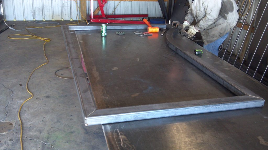 Gate laying on fabrication table