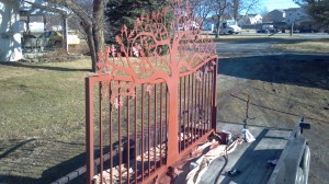 Primed steel metal art oak tree gate by JDR