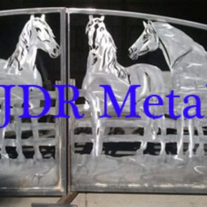 cropped Driveway Gate with Horse Silhouette plasma cutouts by JDR Metal Art