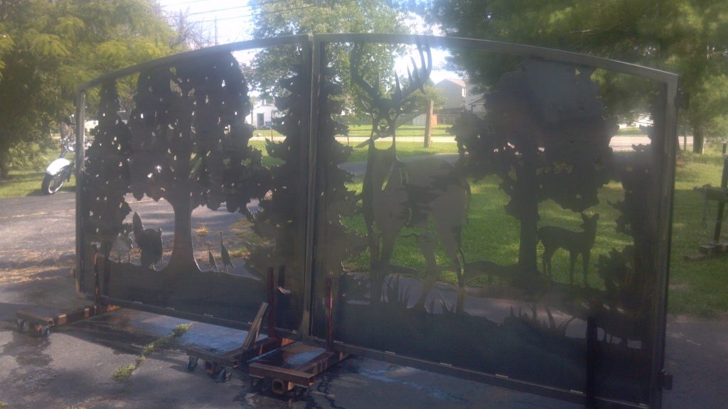 West Virginia driveway gates dual swing deer turkey plasma cut by JDR Metal Art.