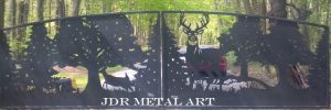 Driveway gates with plasma cut wildlife deer silhouettes by JDR Metal Art