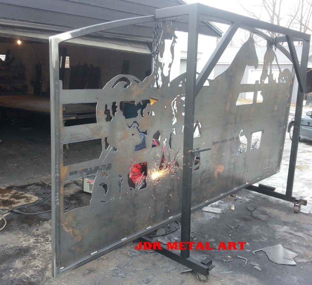 Oklahoma City Driveway Gates Horses & Dogs Design By JDR Metal Art Custom Driveway Gates By