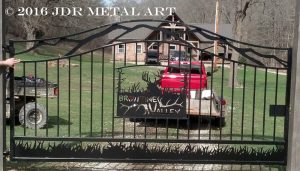 Arched top picket gate with deer silhouette for a hunting preserve by JDR Metal Art 2016 2
