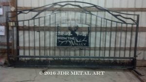 Custom fabricated picket gate with mountains grass and deer by JDR Metal Art 2016