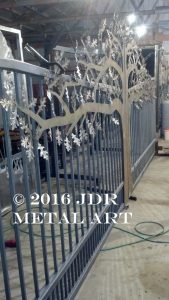 Custom Tree Driveway Gate made by JDR Metal Art.