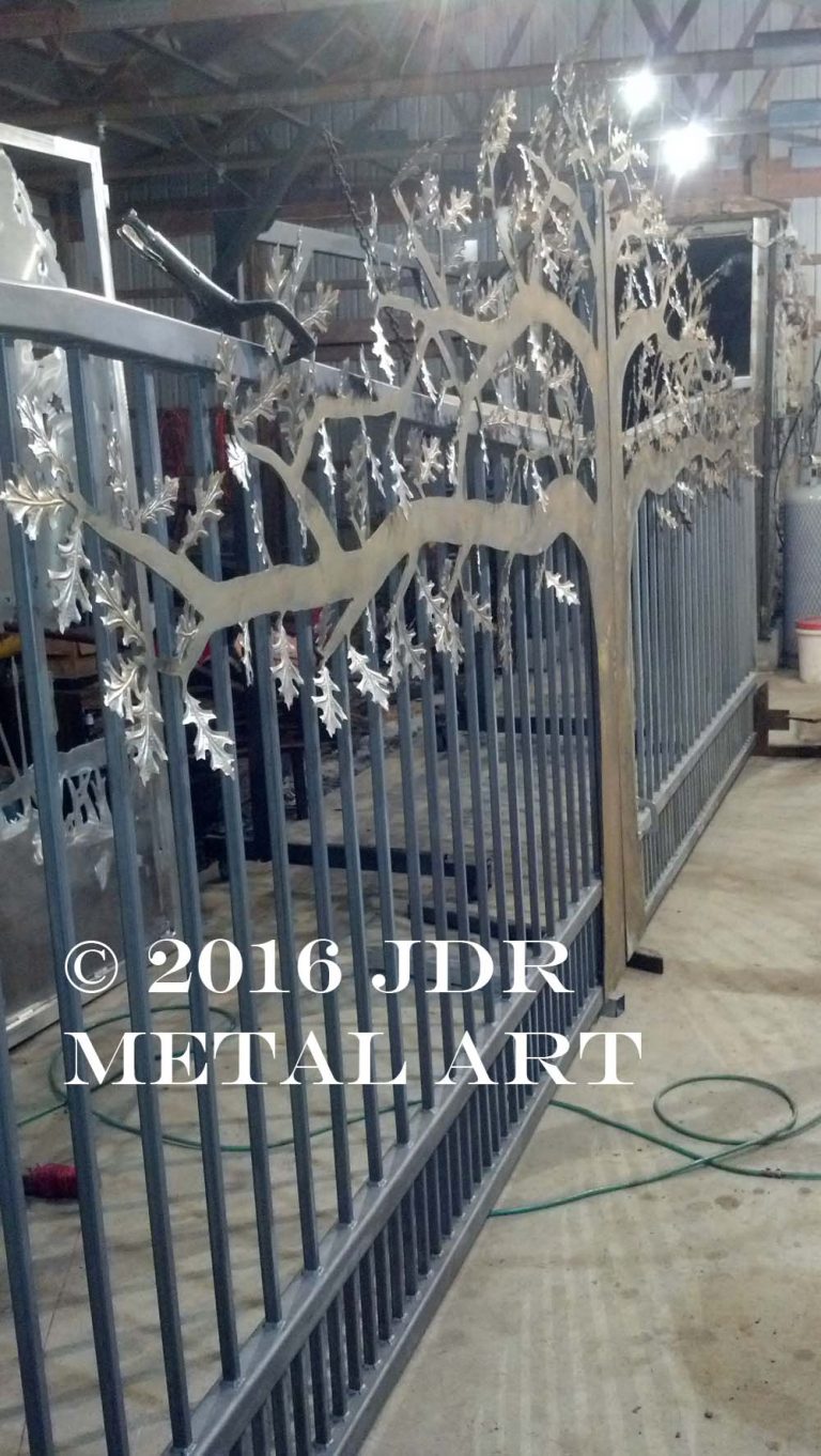 Driveway Gates Kansas Oak Tree Theme By JDR Metal Art Custom
