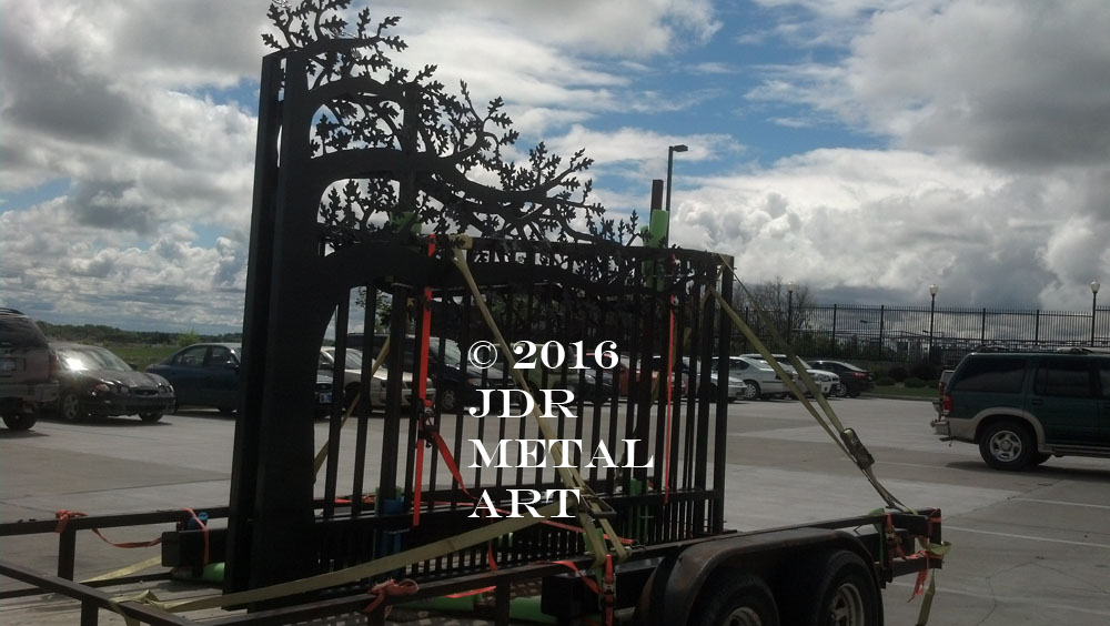 Custom built driveway gate being hauled from Ohio to Kansas.