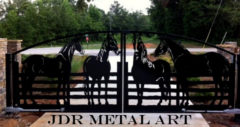 cropped Driveway gates with decorative plasma cut silhouettes by JDR Metal Art 1