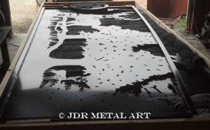 Texas Aluminum Gates with Deer Scene by JDR Metal Art