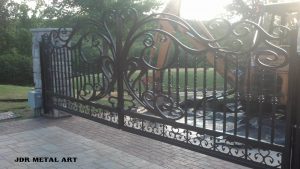 Wrought iron scroll driveway gates by JDR Metal Art