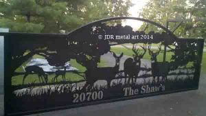 Driveway entrance gate design for custom metal gate by JDR Metal Art.
