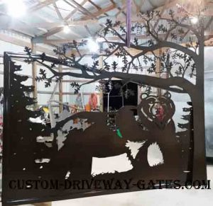 driveway gate bear tree plasma cut by jdr metal art 2016