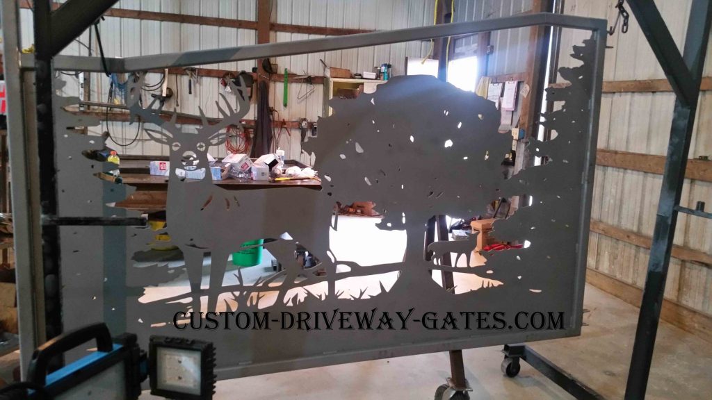 Kentucky Driveway Gates Plasma Cut Tree Deer & Bear Silhouette