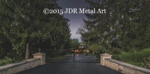 Metal driveway gate made for Dublin, Ohio driveway entrance.