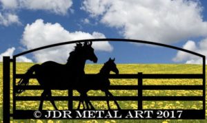cropped driveway gate horse colt running fence design by JDR Metal Art 2017 e1489258407577