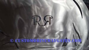 Aluminum sheet metal gate with ranch brand design by JDR Metal Art 2018