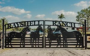 Palm Beach County aluminum driveway gates custom designed by JDR Metal Art for Rayshell Ranch event center.