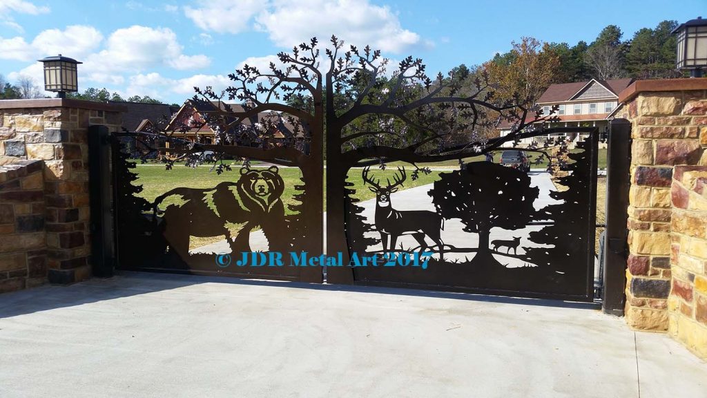 Driveway gates in front of Kentucky residence.