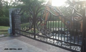 Wrought iron scroll driveway gates by JDR Metal Art unsmushed