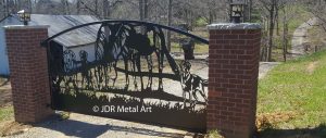 driveway gate design with horses and dogs by jdr metal art 2017
