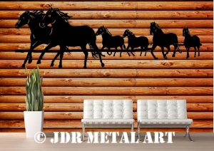 LOG CABIN wall art horses