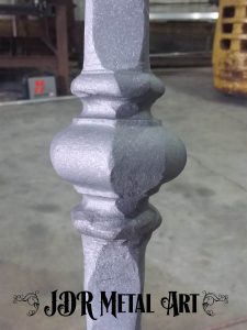 Wrought iron baluster for driveway gate fabricated by JDR Metal Art.