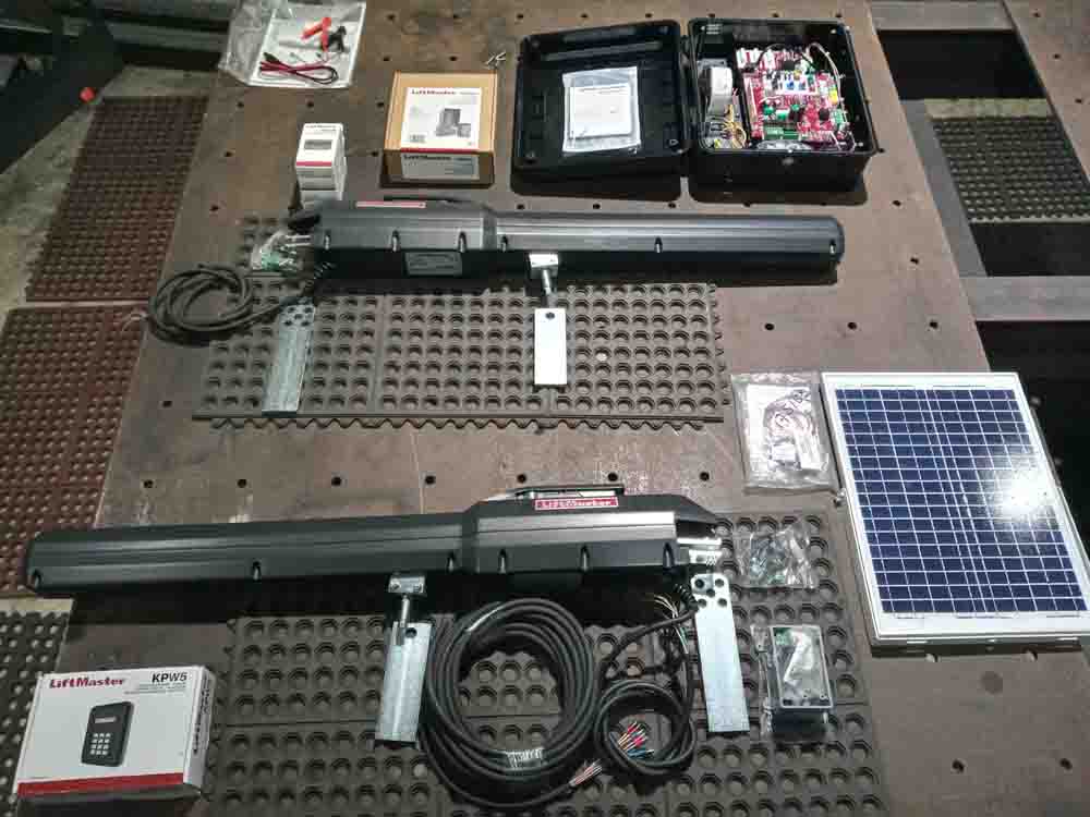 Liftmaster LA 500 arms brackets solar panel keypad remotes
