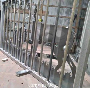 Steel gate frame without powder coat.