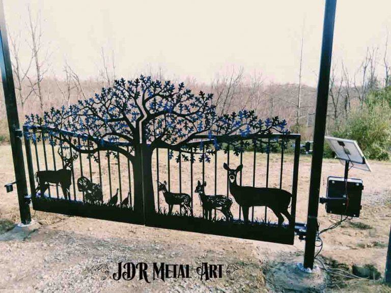 Best Custom Ranch Gates - Elegant 12' Oak Tree With Whitetail Deer