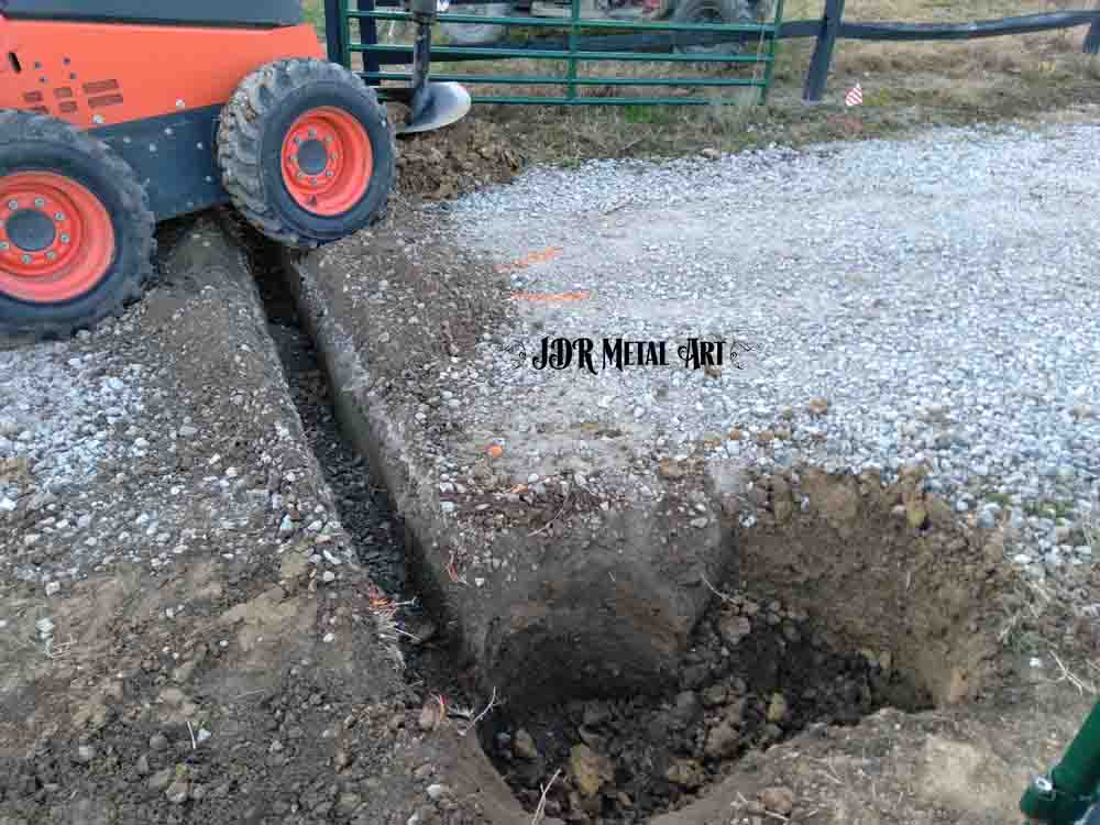 driveway gate post hole auger skid steer