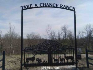 Driveway gates for ranch created by JDR Metal Art.