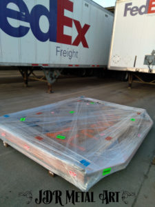 Driveway gate pallet on loading dock at FedEx Freight.