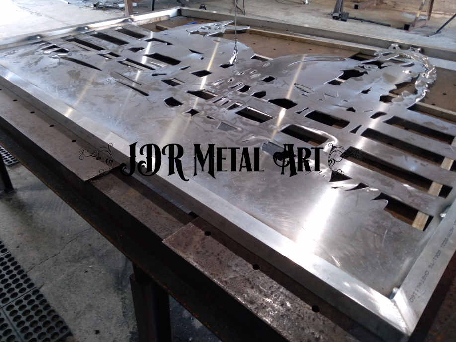 aluminum gate panel during fabrication 3