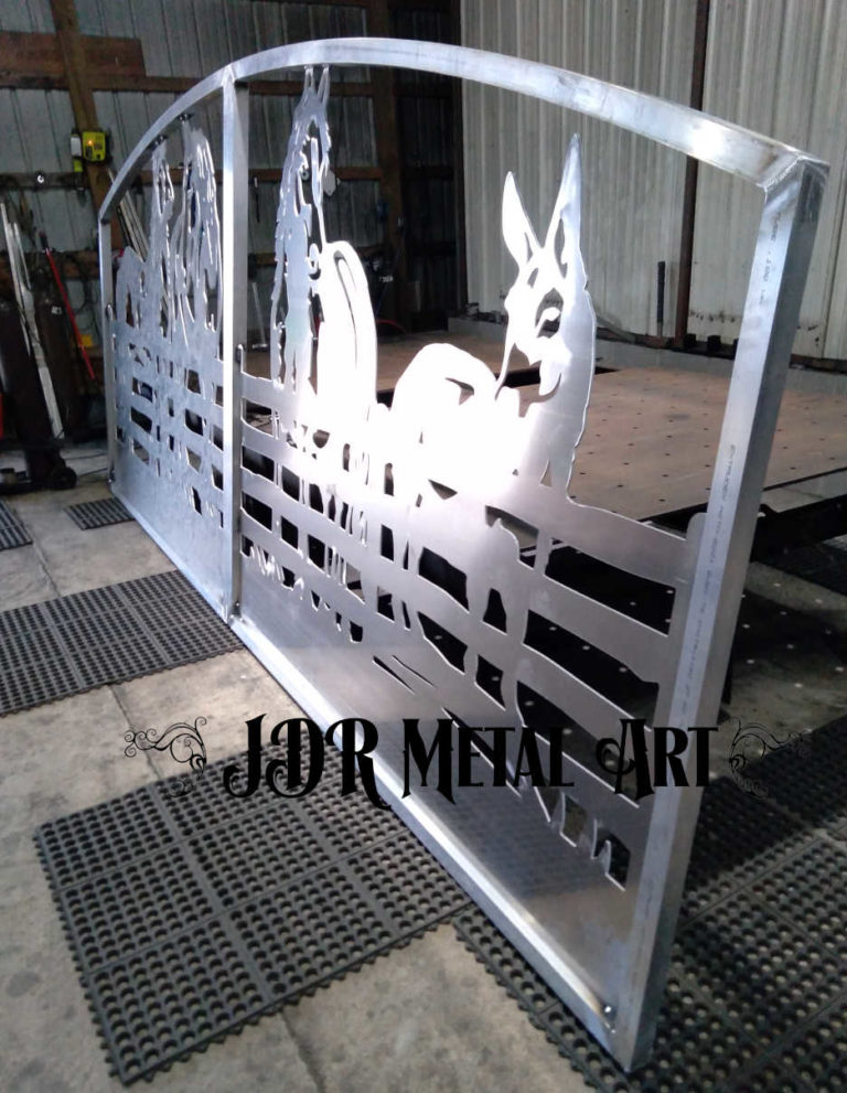Driveway Gates With Custom Horses Silhouettes Plasma Cut By JDR Metal