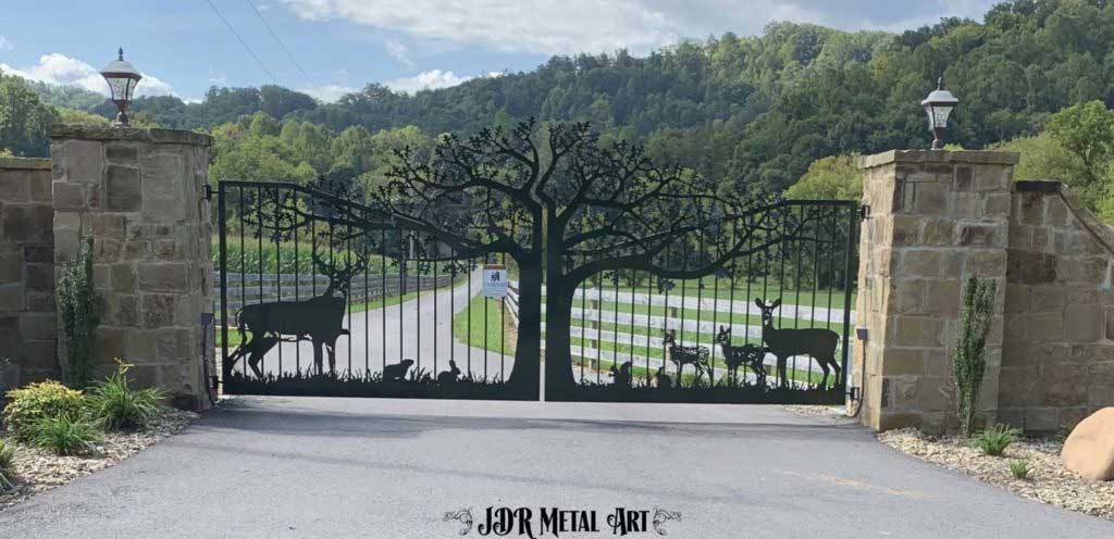 Custom driveway gates by JDR Metal Art.