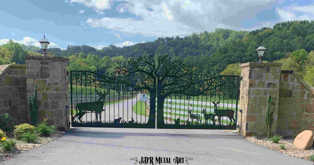 Custom driveway gates manufactured by JDR Metal Art.