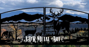 Custom driveway gate design bear deer mountains by JDR Metal Art 2021