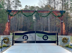 Atlanta custom driveway gates near Jackson Georgia, built by JDR Metal Art