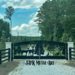 Atlanta driveway gates custom built from plasma cut steel with artistic gate design by JDR Metal Art. Atlanta driveway gates near me for iron driveway gate design ideas perfect for a ranch entrance.