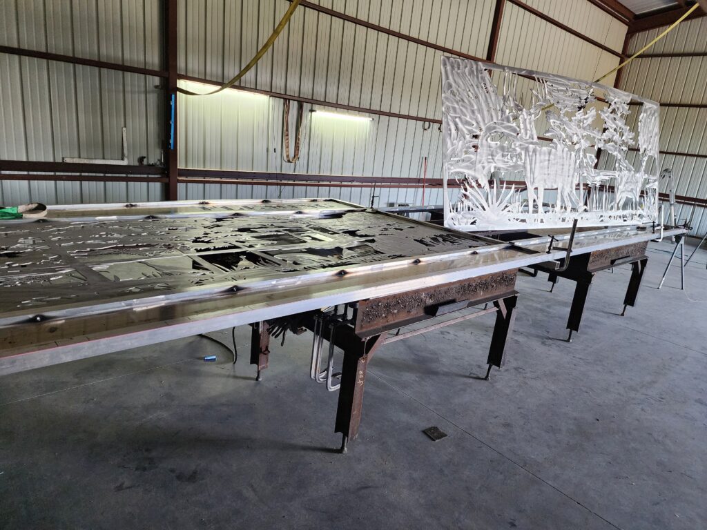 Aluminum gate panels plasma cut from 3 16 sheet metal