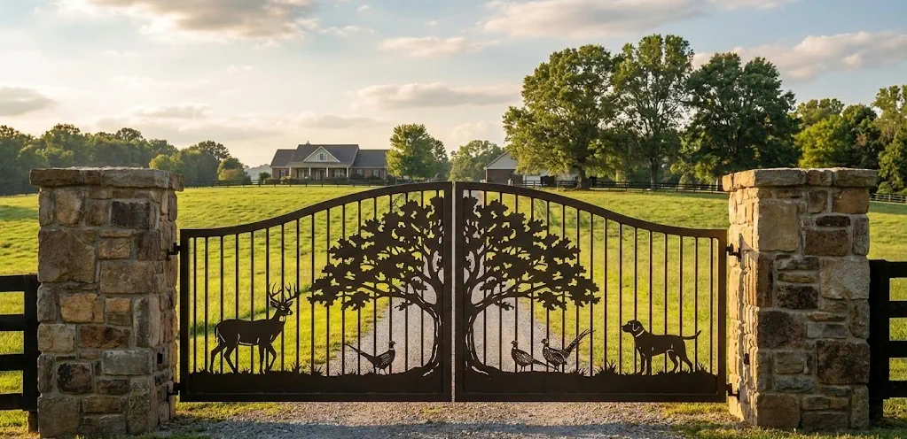 custom-tree-and-deer-driveway-gate-nashville