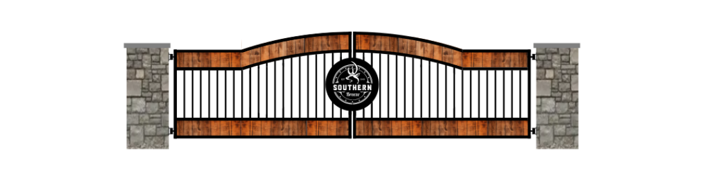 Custom Driveway Gates by JDR Metal Art 4 Driveway gate with steel or aluminum frame and cedar wood infill.