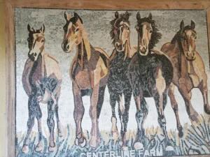 Bradenton custom driveway gates - JDR Metal Art 1 Mosaic tile artwork of five horses used as design inspiration for custom aluminum driveway gate in Bradenton Florida.