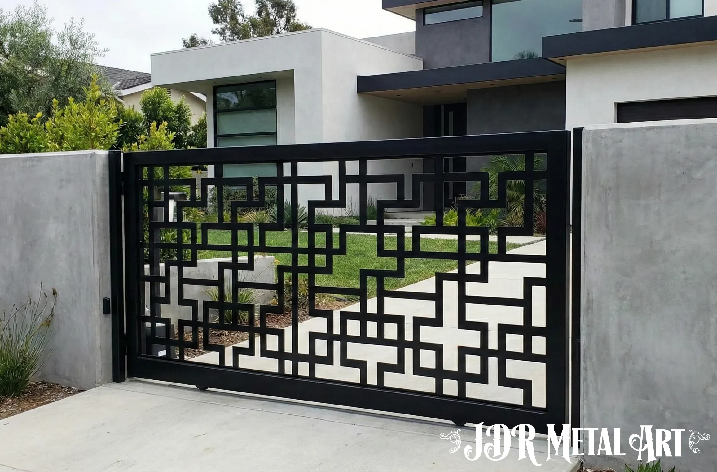 Custom Driveway Gates by JDR Metal Art | 2026 9 Modern Geometric Gate